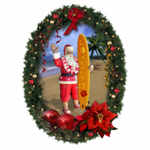 Hawaiian Santa Photo Sculpture Decoration