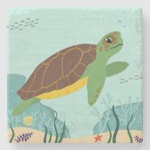 Hawaiian Sea Turtle Coastal Coaster