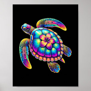 Hawaiian Sea Turtle Colorful Hawaii Vacation Poster