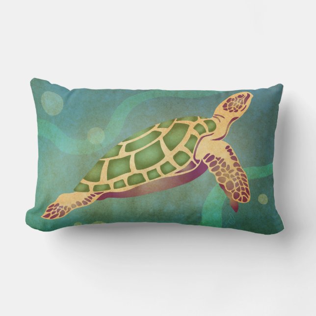 Hawaiian Sea Turtle: Honu Lumbar Cushion (Front)