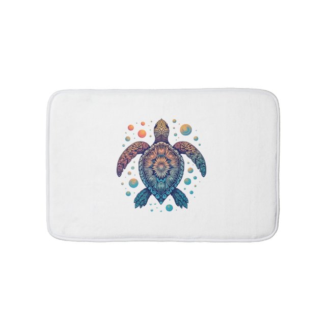 Hawaiian Sea Turtle Tie-Dye Hawaii Vacation Beach  Bath Mat (Front)