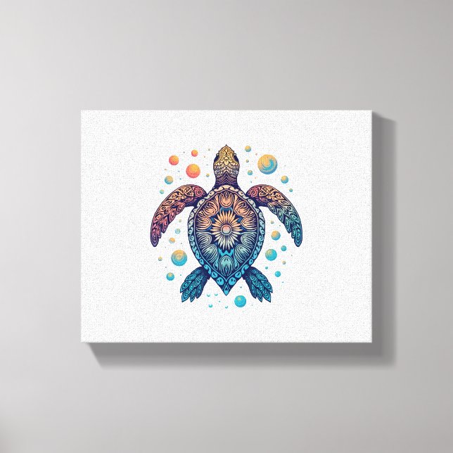 Hawaiian Sea Turtle Tie-Dye Hawaii Vacation Beach  Canvas Print (Front)