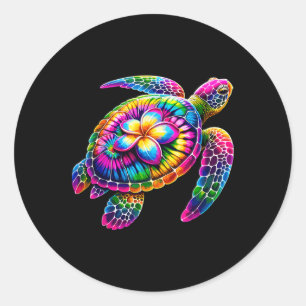 Hawaiian Sea Turtle Tie-dye Hawaii Vacation Beach Classic Round Sticker