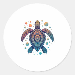 Hawaiian Sea Turtle Tie-Dye Hawaii Vacation Beach  Classic Round Sticker