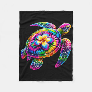 Hawaiian Sea Turtle Tie-dye Hawaii Vacation Beach Fleece Blanket