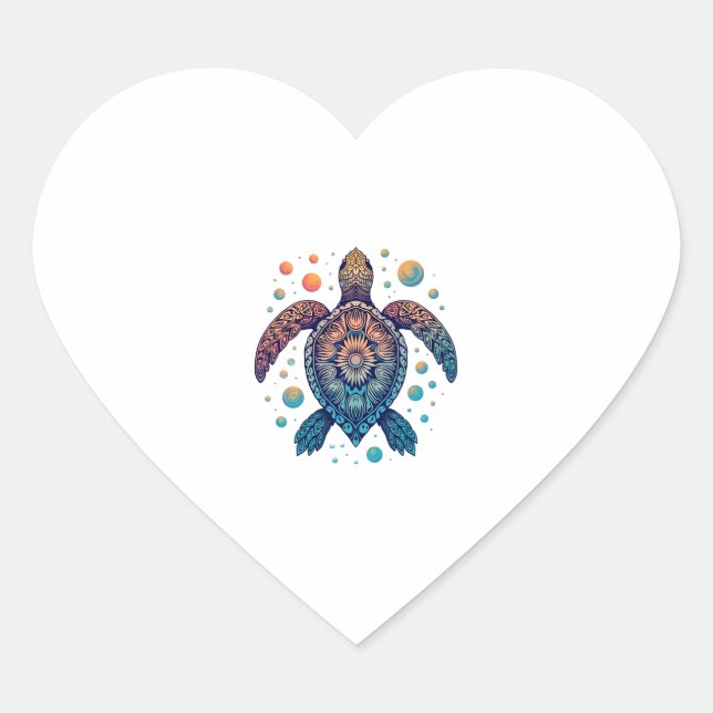 Hawaiian Sea Turtle Tie-Dye Hawaii Vacation Beach  Heart Sticker (Front)