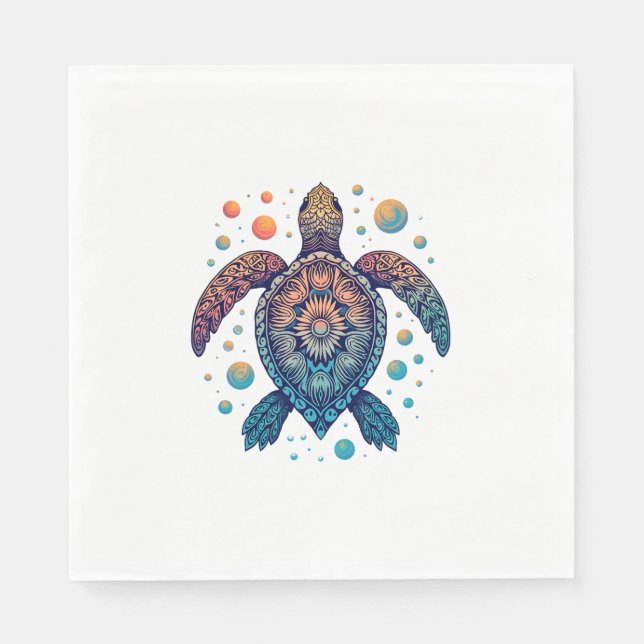 Hawaiian Sea Turtle Tie-Dye Hawaii Vacation Beach  Napkin (Front)