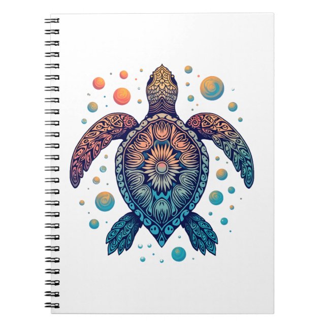 Hawaiian Sea Turtle Tie-Dye Hawaii Vacation Beach  Notebook (Front)