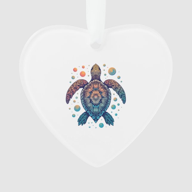 Hawaiian Sea Turtle Tie-Dye Hawaii Vacation Beach  Ornament (Front)