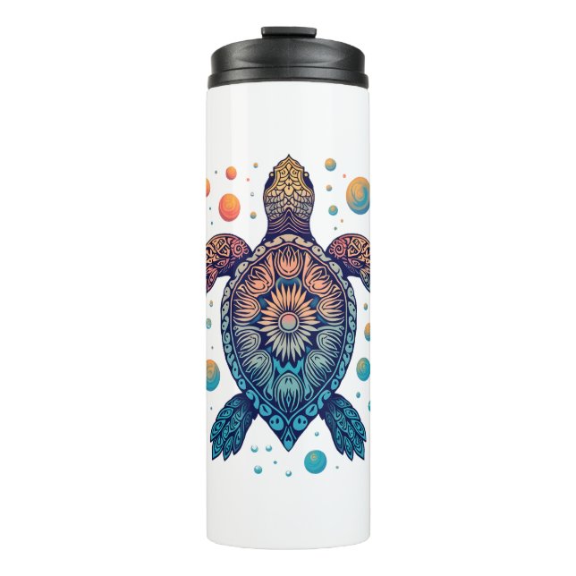 Hawaiian Sea Turtle Tie-Dye Hawaii Vacation Beach  Thermal Tumbler (Front)
