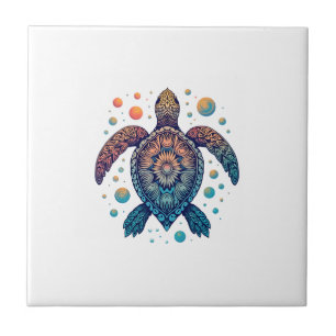 Hawaiian Sea Turtle Tie-Dye Hawaii Vacation Beach Tile