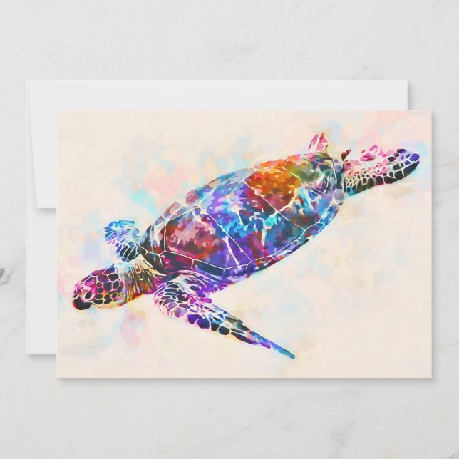 Hawaiian Sea Turtle Watercolor Card (Front)