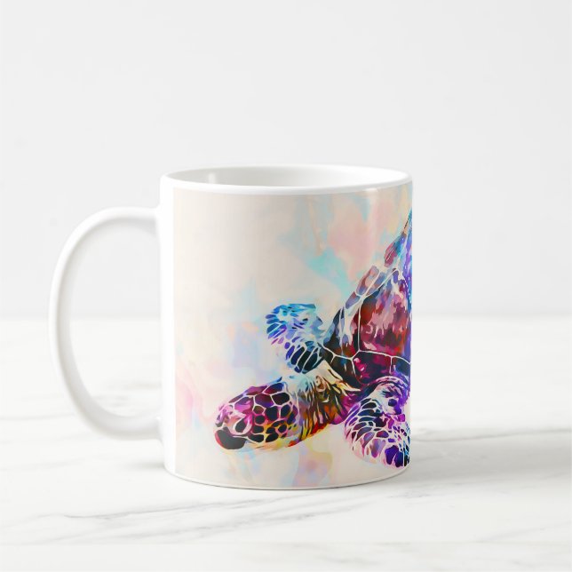 Hawaiian Sea Turtle Watercolor Coffee Mug (Left)