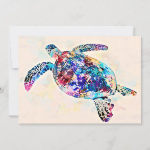 Hawaiian Sea Turtle Watercolor Invitation