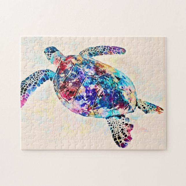 Hawaiian Sea Turtle Watercolor Jigsaw Puzzle (Horizontal)