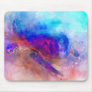 Hawaiian Sea Turtle Watercolor Mouse Mat