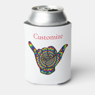 Hawaiian Shaka Psychedelic Thunder_Cove Can Cooler