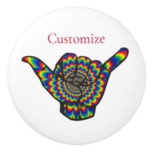 Hawaiian Shaka Psychedelic Thunder_Cove Ceramic Knob