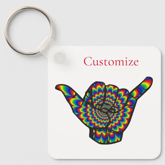 Hawaiian Shaka Psychedelic Thunder_Cove Key Ring (Front)