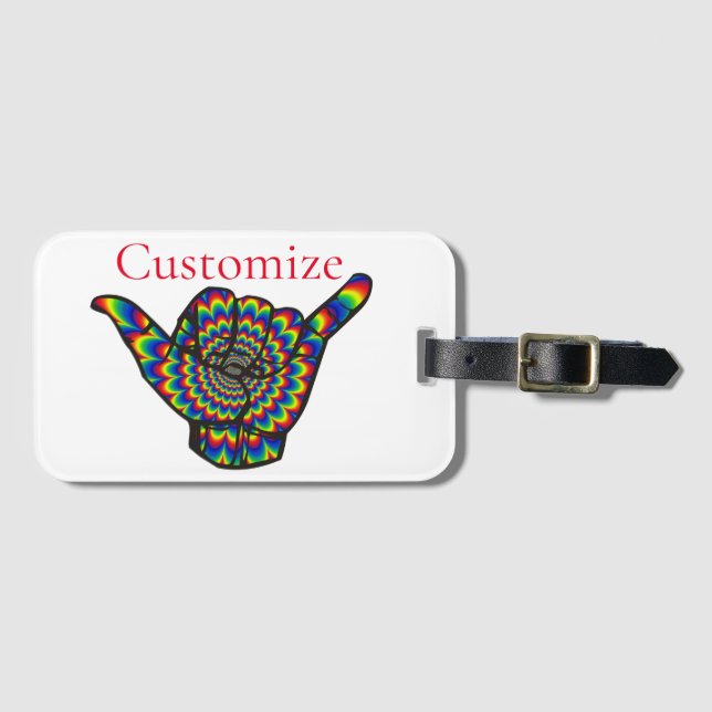 Hawaiian Shaka Psychedelic Thunder_Cove Luggage Tag (Front Horizontal)