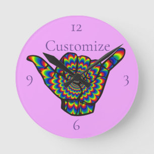 Hawaiian Shaka Psychedelic Thunder_Cove Round Clock