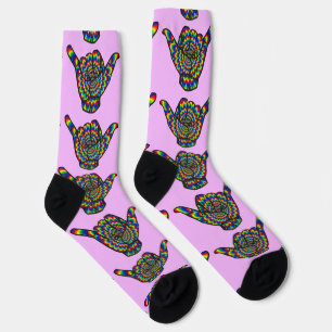 Hawaiian Shaka Psychedelic Thunder_Cove Socks