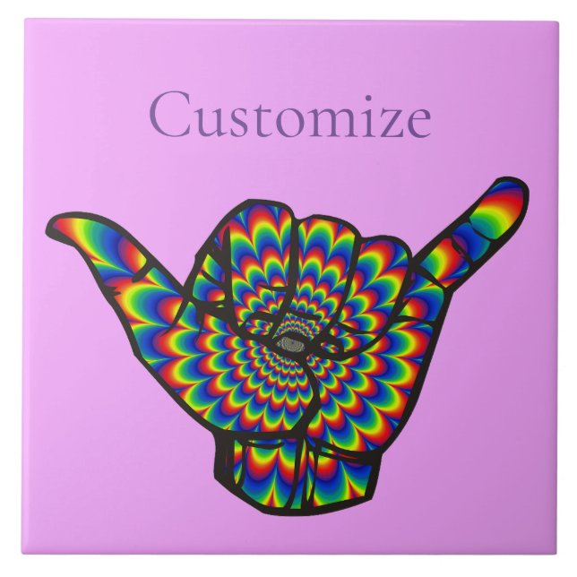 Hawaiian Shaka Psychedelic Thunder_Cove Tile (Front)