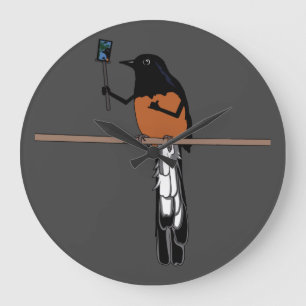 Hawaiian Shama Bird Selfie  Large Clock
