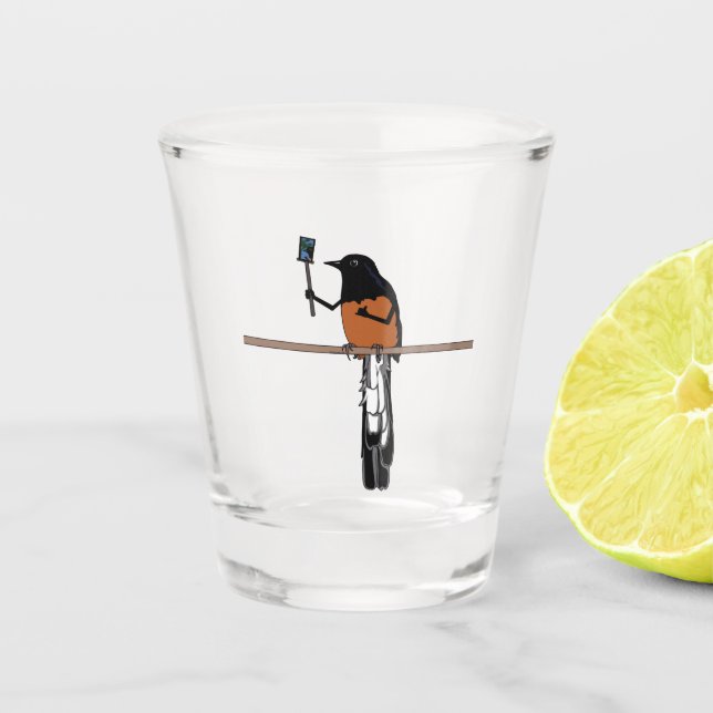 Hawaiian Shama Bird Selfie Shot Glass (Front)