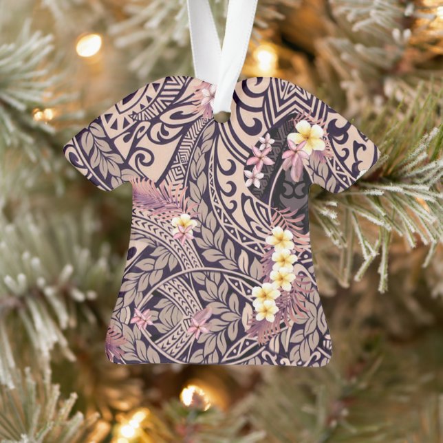 Hawaiian Sharktooth Tapa Fusion Ornament (Tree)