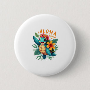 Hawaiian-Shirt Aloha Hawaii Sea Turtle Girl Women 6 Cm Round Badge