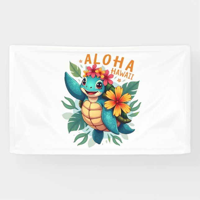 Hawaiian-Shirt Aloha Hawaii Sea Turtle Girl Women  Banner (Horizontal)