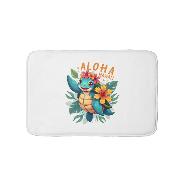 Hawaiian-Shirt Aloha Hawaii Sea Turtle Girl Women  Bath Mat (Front)