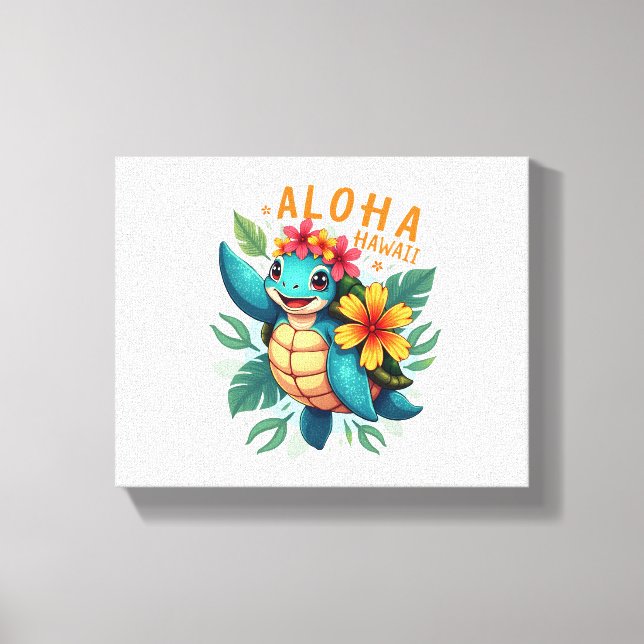 Hawaiian-Shirt Aloha Hawaii Sea Turtle Girl Women  Canvas Print (Front)