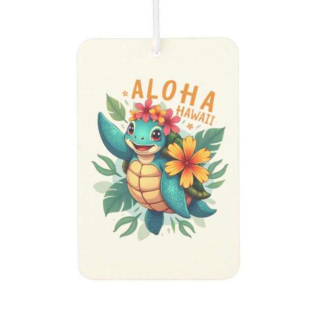 Hawaiian-Shirt Aloha Hawaii Sea Turtle Girl Women  Car Air Freshener (Front)