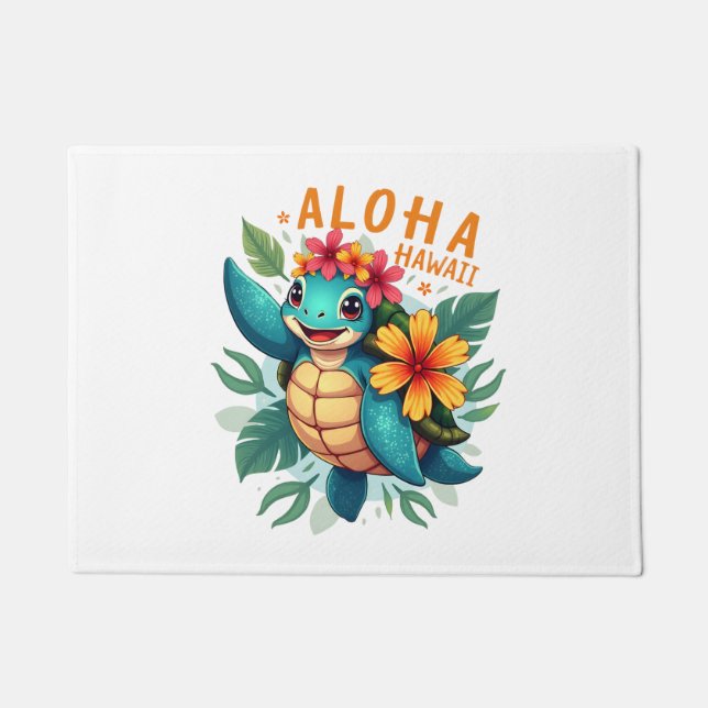 Hawaiian-Shirt Aloha Hawaii Sea Turtle Girl Women  Doormat (Front)