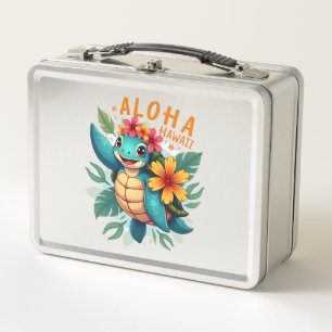 Hawaiian-Shirt Aloha Hawaii Sea Turtle Girl Women Metal Lunch Box