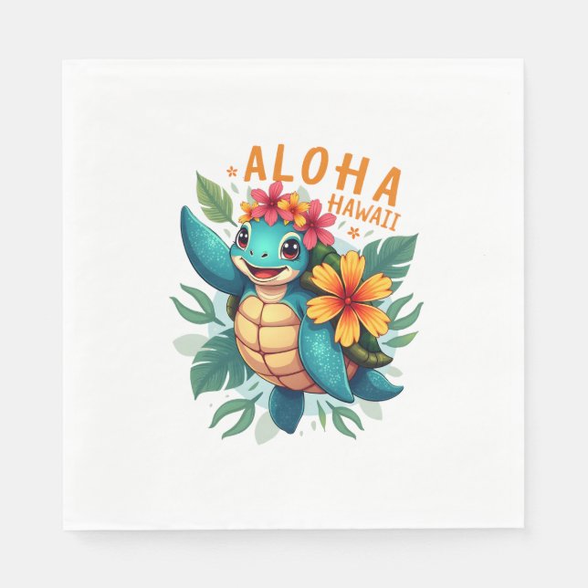 Hawaiian-Shirt Aloha Hawaii Sea Turtle Girl Women  Napkin (Front)