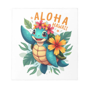 Hawaiian-Shirt Aloha Hawaii Sea Turtle Girl Women Notepad