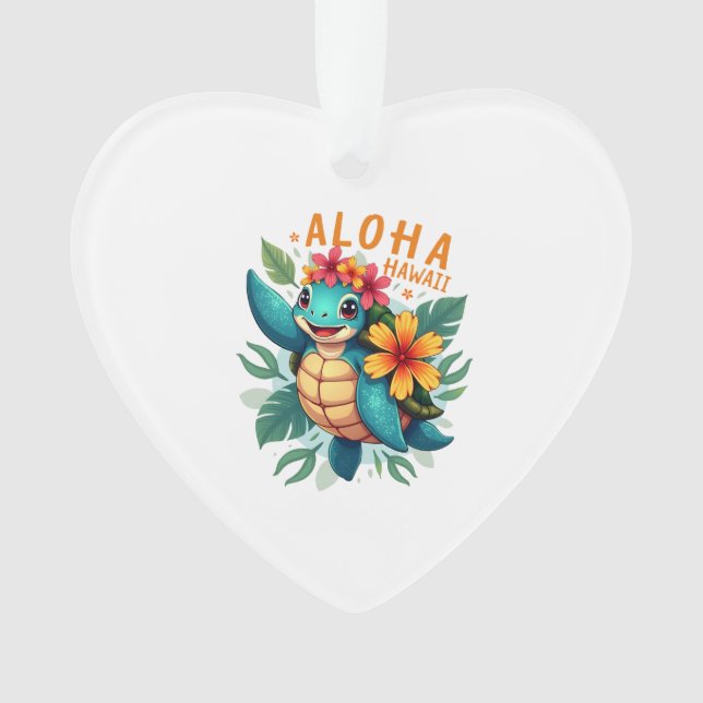 Hawaiian-Shirt Aloha Hawaii Sea Turtle Girl Women  Ornament (Front)