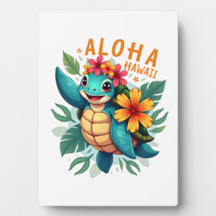 Hawaiian-Shirt Aloha Hawaii Sea Turtle Girl Women  Plaque