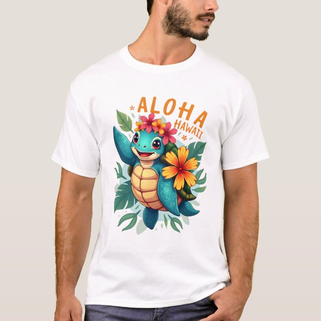 Hawaiian-Shirt Aloha Hawaii Sea Turtle Girl Women  T-Shirt (Front)