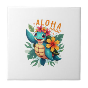 Hawaiian-Shirt Aloha Hawaii Sea Turtle Girl Women Tile