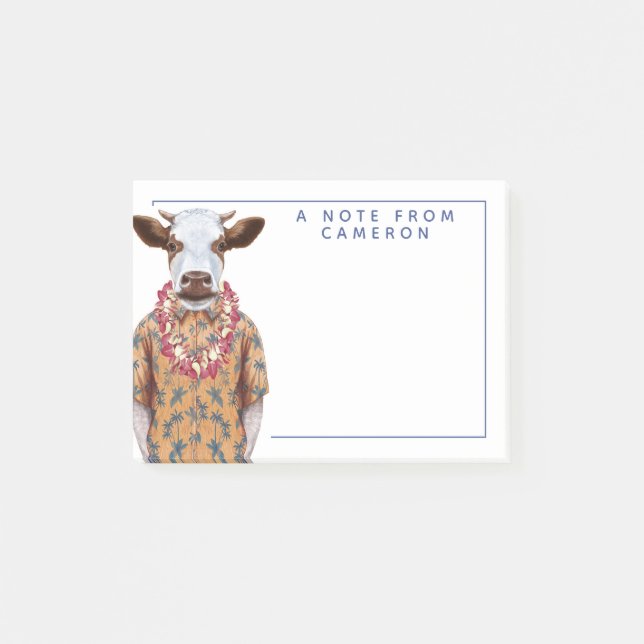 Hawaiian Shirt Cow | Add Your Name Post-it Notes (Front)