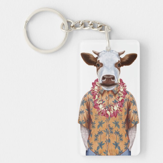 Hawaiian Shirt Cow Key Ring (Front)