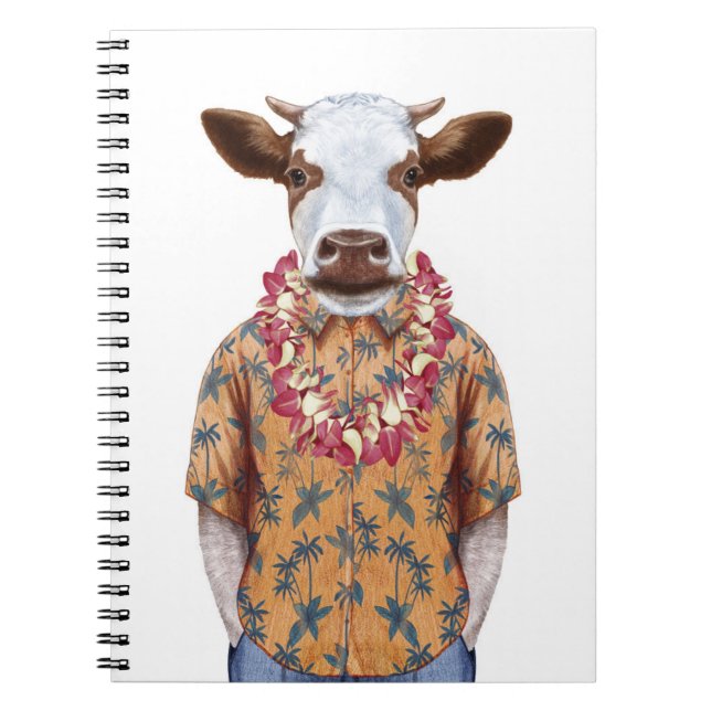Hawaiian Shirt Cow Notebook (Front)