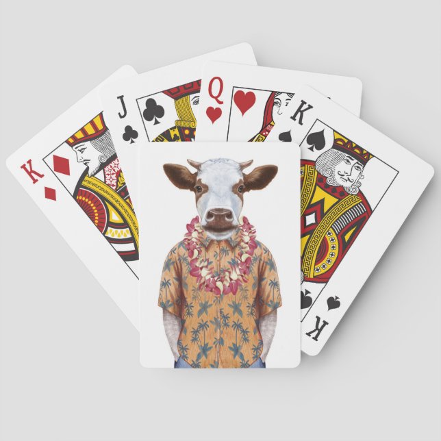 Hawaiian Shirt Cow Playing Cards (Back)