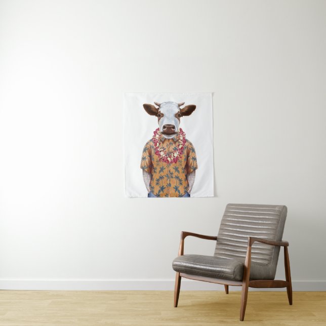 Hawaiian Shirt Cow Tapestry (In Situ)