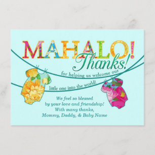 Hawaiian Shirt Onsie Luau Mahalo Thank You Card
