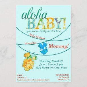 Hawaiian Shirt Onsie Luau Shower Invitation